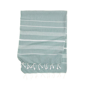 Eco Stripe Turkish Towel - Cotton & rPET Fibers - RT754 in Sage Green