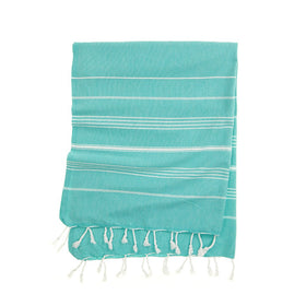 Eco Stripe Turkish Towel - Cotton & rPET Fibers - RT754 in Sea Green