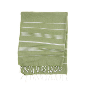 Eco Stripe Turkish Towel - Cotton & rPET Fibers - RT754 in Olive Green