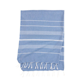 Eco Stripe Turkish Towel - Cotton & rPET Fibers - RT754 in Denim Blue