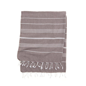 Eco Stripe Turkish Towel - Cotton & rPET Fibers - RT754 in Mocha