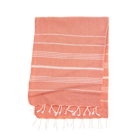 Eco Stripe Turkish Towel - Cotton & rPET Fibers - RT754 in Coral