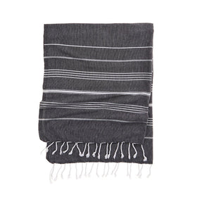 Eco Stripe Turkish Towel - Cotton & rPET Fibers - RT754 in Black