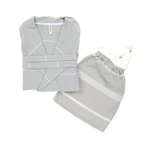 Essential Lightweight Turkish Spa Bathrobe with Bag - RT825 in Small/Medium / White