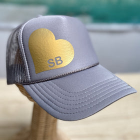Santa Barbara Heart Trucker Hat in Grey