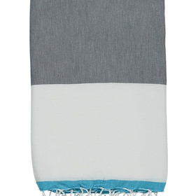 Savona Turkish Towels - RT013 in Grey/Turquoise