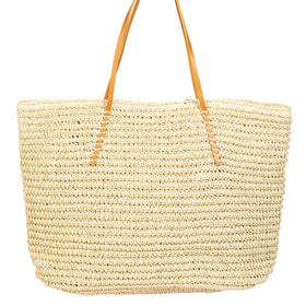 Straw Braided Fashion Tote Bag in Ivory