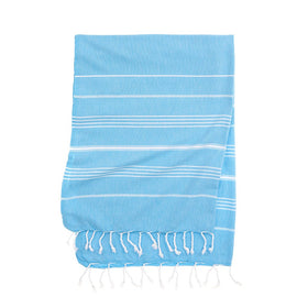 Eco Stripe Turkish Towel - Cotton & rPET Fibers - RT754 in Turquoise