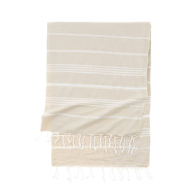 Eco Stripe Turkish Towel - Cotton & rPET Fibers - RT754 in Beige