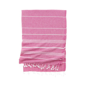 Eco Stripe Turkish Towel - Cotton & rPET Fibers - RT754 in Fuchsia