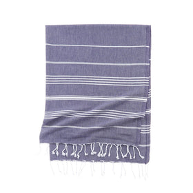 Eco Stripe Turkish Towel - Cotton & rPET Fibers - RT754 in Navy Blue