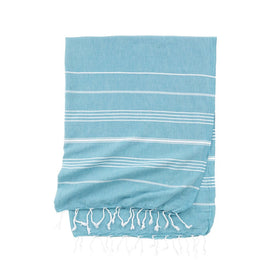 Eco Stripe Turkish Towel - Cotton & rPET Fibers - RT754 in Teal