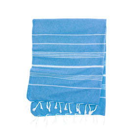 Eco Stripe Turkish Towel - Cotton & rPET Fibers - RT754 in Dark Turquoise