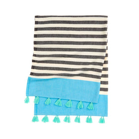 Portofino Tassel Towel - RT080 in Turquoise/Black