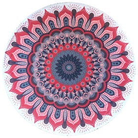 Custom Round Beach Towels - Any Branding Or Logo ! RT795 in Pink /Grey