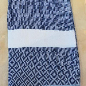 Diamond Towel II -Natural in Navy