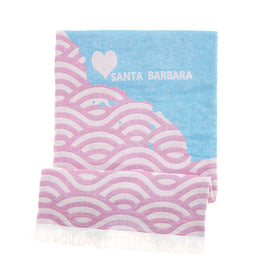 LOVE from Santa Barbara Beach Towels in Pink/Turquoise