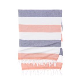 Manarola Terry Turkish Beach Towel - RT121 in Coral/ Navy